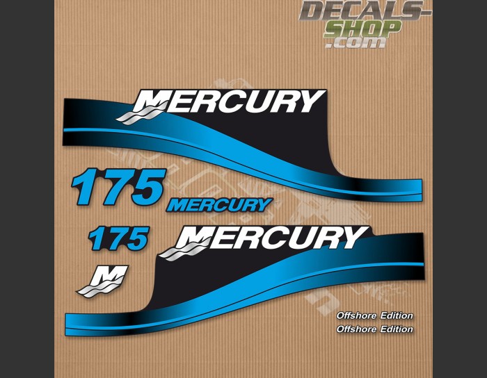 Mercury 175HP Offshore Edition Outboard Decal Kit BLUE Mercury 175HP Offshore Edition Outboard Decal Kit BLUE